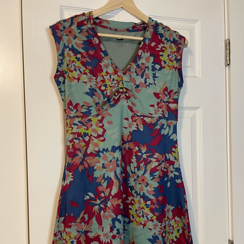 REI sleeveless v neck abstract floral fit & flare dress sz S - Picture 2 of 12